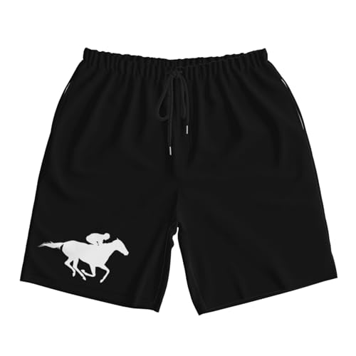 Horse Racing Silhouette Men's Quick-Dry Board Shorts 7