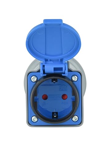 Electraline 80802 CEE adapter IP44 / Industrieadapter (Stecker: CEE 5-poligen, Steckdose: Schuko 16A mit Kappe)