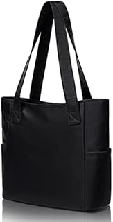 Women Tote Bag - Laptop Tote Bag with Zipper Pocket Shoulder Bag Top Handle Handbag Purse for Work, School, Gym, Beach, Travel - Tote Purse for Mom, Teacher, Nurse, Sister, Girlfriend (Black)