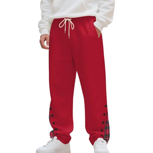 LOAIHA Men's Color Block Sweatpants Elastic Waist Drawstring Straight Pant Fall and Winter Sporty Casual Pants with Pockets