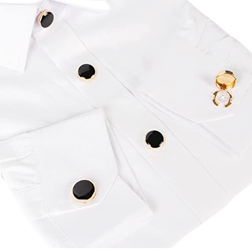 Image of 8Pcs Button Covers for Mens Shirts, Tuxedo Fake Studs | Fits regular dress shirts, button cover cufflinks, brass metal, sleek polished finish, secure clip on, groomsmen accessories