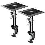 suptek Clamp-on Speaker Stand Desk Mount Set, 9.6 x 8.8 inch Trays, Height Adjustment and Tilt, Universal Audio Holders for Computer and Bookshelf Speakers, Elevated Sound, 2 Pack, Black, SDM001B