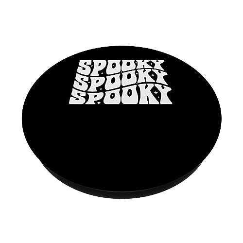 Spooky Spooky Halloween Creepy Ghostly Design PopSockets Swappable PopGrip, Black - Image 2