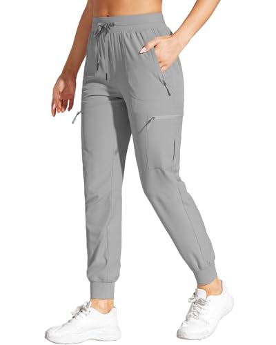 Womens Cargo Joggers Hiking Pants Lightweight Quick Dry Water Resistant Travel Casual Womens Pants with Zipper Pockets