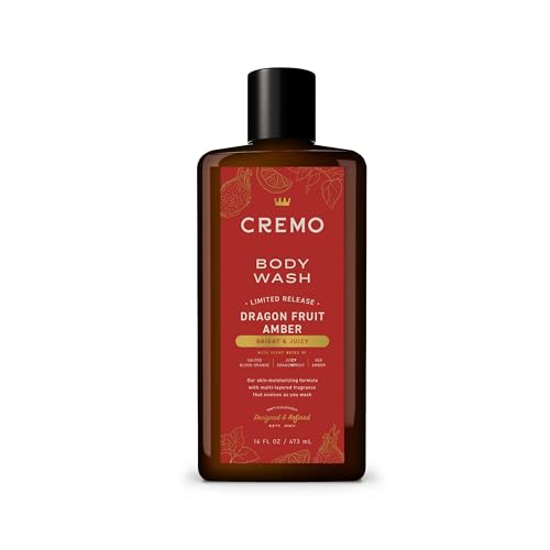 Cremo Rich-Lathering Dragon Fruit Amber Body Wash Men, Notes of Salted Blood Orange, Juicy Dragon...