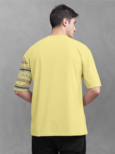 Image of BULLMER Trendy Front and Back Printed Oversized Round Neck T-Shirt for Men - Pack of 2