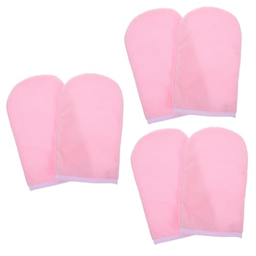 GOOHOCHY 3 Pairs Waxed Cotton Gloves Spa Hand Gloves Hand Wax Gloves Paraffin Bath Liners Spa Gloves Beauty Hand Gloves Thermal Mitts Hot Wax Gloves Paraffin Hand Mitts Polyester Pink