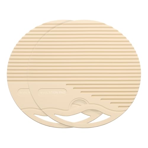 sourcing map 2 salvamanteles de silicona redondos de 6.7 pulgadas para ollas y sartenes calientes, soportes multiusos resistentes al calor para ollas y platos calientes, encimeras, posavasos, beige