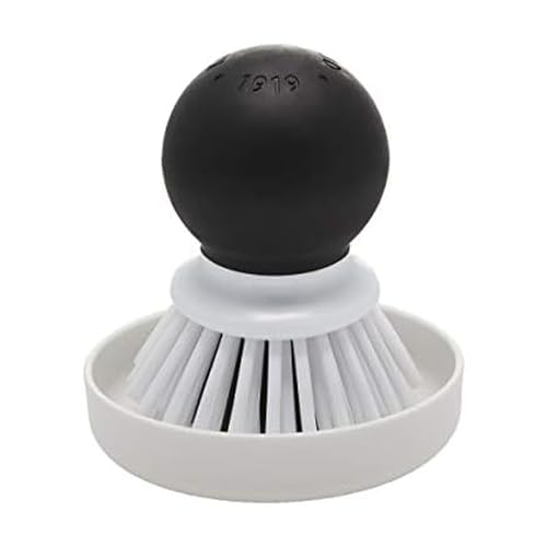 KitchenAid Palm Brush with Dish Tray to Keep Countertops Dry and Clean Durable Nylon Bristles for Tough Cleaning Dishwasher Safe 2 Piece Black