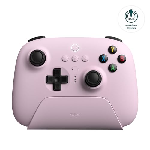 Image of 8Bitdo Ultimate 2.4G Wireless Controller, Hall Effect Joystick Update, Gaming Controller with Charging Dock for PC, Android, Steam Deck & Apple (Pastel Pink)