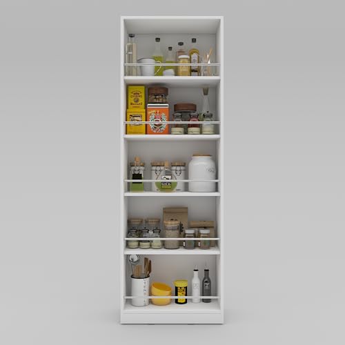 Image of Studio Kook Cucina Tall Kitchen Cabinet with Guard Rails, Moonshine White