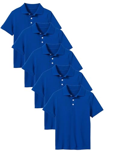 Image of Galaxy by Harvic Polo Shirt for Boys - 5 Pack School Uniform for Boys, Tagless Cotton Blend - Soft Comfortable Everyday Wear