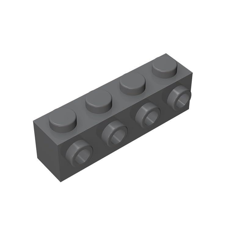 Classic Bulk Bricks Brick, Modified 1 x 4 with Studs on Side, 300 Pieces Dark Grey, Compatible with Lego Parts and Pieces 30414, (Colors: Dark Grey)