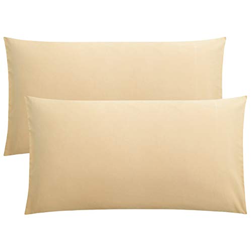 FLXXIE 2 Pack Microfiber King Pillow Cases, 1800 Super Soft Pillowcases with Envelope Closure, Wrinkle, Fade and Stain Resistant Pillow Covers, 20x36, Light Taupe