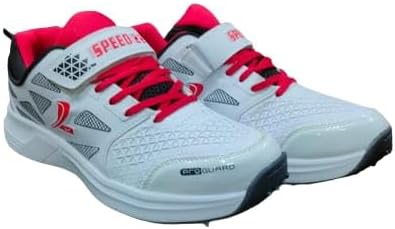 LIDO Cricket Shoes with Metal Spikes- Red & White | Speed 2.0 for Cricket| for Men & Women | Lightweight and Durable | Stylish Sports Shoes