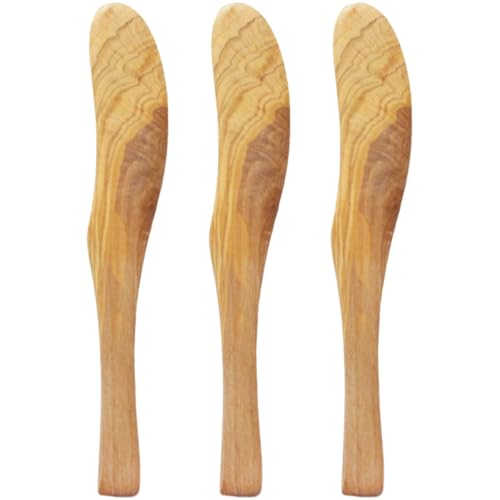 Muzrunq Cuchillo para Untar Mantequilla, Cuchillos de Madera para Mantequilla de 6, 7 Pulgadas, 3 Piezas, fácil de Limpiar, para Untar sándwiches, Mermelada, Queso, Crema, Pan, Desayuno, Picnic.