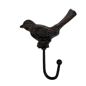 Comfy hour antique and vintage animal collection cast iron sparrow bird single key coat hook clothes rack wall hanger heavy duty recycled gift idea  urban country home decor