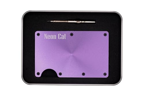 Neon Cat Aluminum RFID Blocking Card Wallet with Money Clip (Logo on Wallet, Purple with Black Money Clip)3
