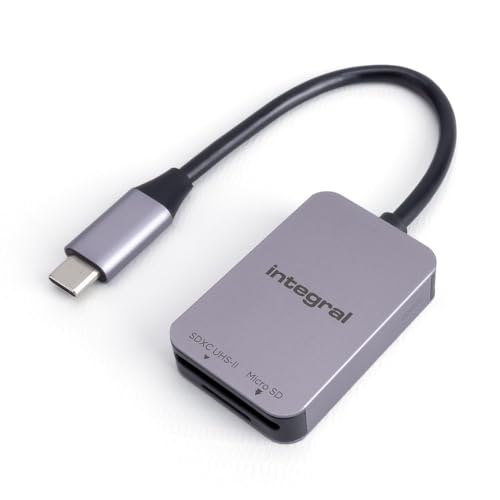 Integral Fente Double UHS-II V90,V60 SD 4.0 & microSD Adaptateur Lecteur de Cartes mémoire USB C...