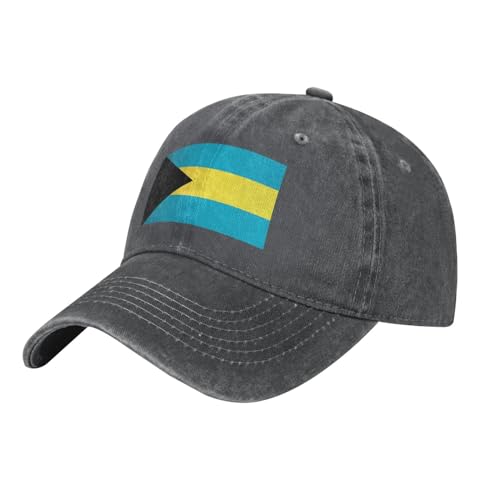 Drapeau des Bahamas Casquette de baseball de cowboy lavée pour adultes – Chapeau élégant et respirant avec sangle réglable, Deep / Chiné, taille unique