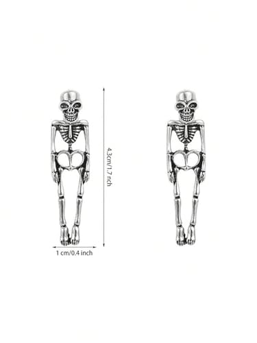 2pcs Gothic Skull Faux Human Skull Bone Drop Earrings Stud Earrings Halloween For Women Suitable For Halloween Party3