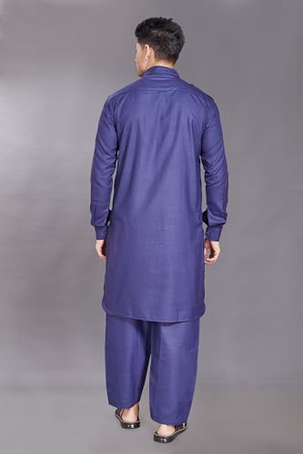 Image of DIVISIVE Men's Cotton Blend Pathani Kurta Pyjama Set