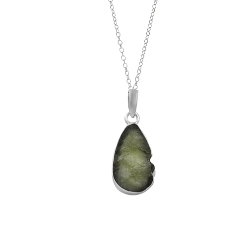 Genuine Moldavite Gemstone Pendant, 925 Sterling Silver Handmade Women's Pendant, Certified Genuine Moldavite Crystal Pendant