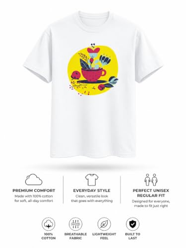 Image of Unisex Coffee Cup Graphic T-Shirt | Pure Cotton Crew Neck Tee