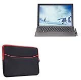 BoxWave Case Compatible with HP Spectre x2 (12-c012dx) (12.3 in) - SoftSuit with Pocket, Soft Pouch Neoprene Cover Sleeve Zipper Pocket - Jet Black with Red Trim