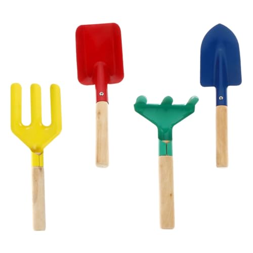 JOINPAYA 4Pcs Gardening Tools Garden Shovel Rake Trowel Fork for Planting and Beach Play Gardening Tools for Outdoor Fun