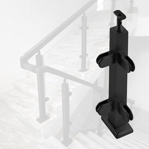 Soporte de acero inoxidable con abrazadera de vidrio negra para sistemas de cercas y barandillas