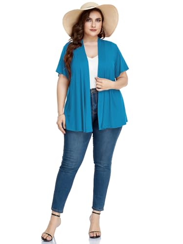 Image of LARACE Short Sleeve Cardigans for Womens Summer Tops Casual Plus Size Open Front Lightweight Cover Up