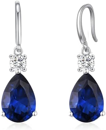 Teardrop Dangle Drop Earrings -925 Sterling Silver Birthstone Earring Jewelry Birthday Gifts for Women,Girlfriend,Wife,Mom - Graduation, Friendship,Birthday, Anniversary
