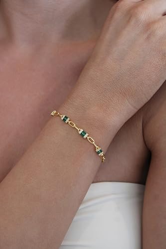 Emerald Bracelet, 18k Gold Plated, Stunning Color4