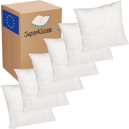 SuperKissen24. Kissen 6er Set - Allergiker Kissenfüllung - Waschbar Innenkissen - Füllkissen - Dekokissen und Relaxkissen mit Polyester Kissenfüllung - Flauschig Kopfkissen - Sofakissen - 40x40 cm