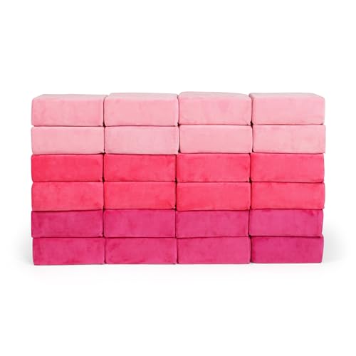 Image of The Original Premium Plush Building Block for Kids - Certified Safe Foam Blocks in Luxuriously Soft Fabric Covers (Pretty Pink, Blocks)