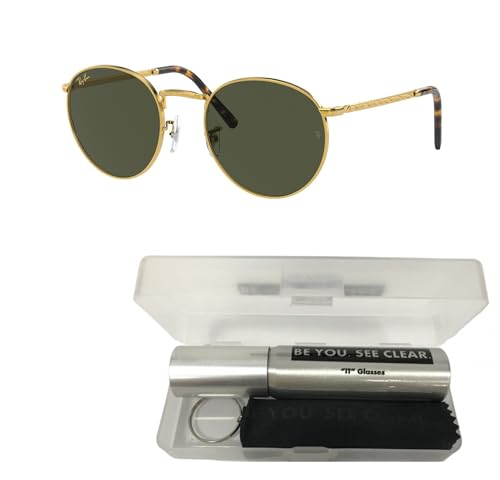 Ray-Ban RB3637 Sunglasses Bundle: RB 3637 NEW ROUND 919631 New Round Legend Gold Green and Eyewear Cleaning Kit2
