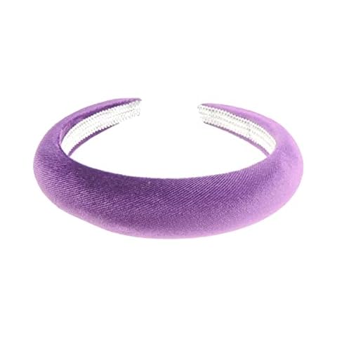 Glamour Girlz Womens Occasion Wedding Bridal Evening Wide Bump Flat Padded Velvet Velour Hair Headband Alice Band (Purple Bump) Cover