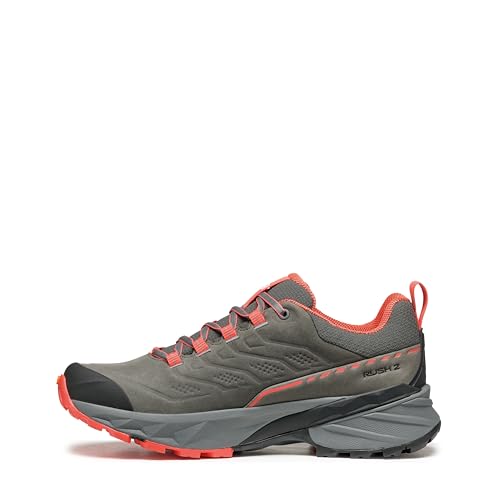 SCARPA Women's Rush 2 Pro GTX Waterproof Gore-Tex Hiking Shoes - Titanium/Coral - 7.5 Women/6.5 Men