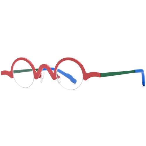 Image of FONEX Colorful Pure Titanium Glasses Frame Women Retro Round Eyeglasses