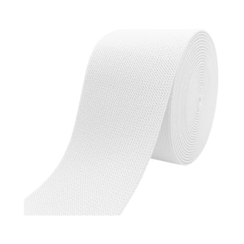 JESEP YONG White Knit Elastic Band for Sewing 3 inch 5 Yards Double-Side Twill Woven Elastic Heavy Stretch Elastic Spool for Clothes Pants Waistband, Wigs, Skirts, Craft DIY Projects Cover