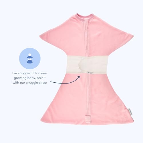 Image of SleepingBaby Zipadee-Zip Fleece Transition Swaddle - Arms-Out Wearable Blanket for Baby Sleep, Soft Breathable Fleece 0.8 TOG - Rose Pink, Medium (6-12 Month)