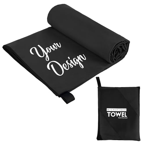 Muka Customize Microfiber Yoga Towel Black, Skidproof Mat Towel for Hot Yoga Embroidery & Heat Transfer - 72x32 Inch