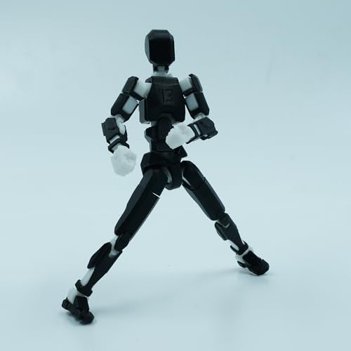 Image of Dummy 13 Action Figure Robot | Fully Articulated 3D Printed Robot Toy | 5.4-inch Collectible Figurine | Matte Finish| Unassembeled (Black-White)