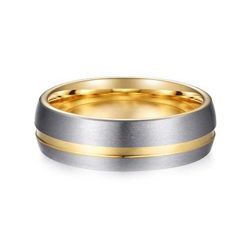 Bague tungstène unisexe dorée argentée pour un style punk fantaisie au quotidien