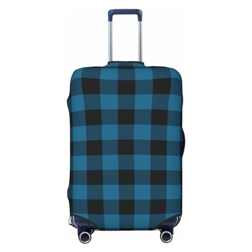 Blue Black Plaid Luggage Cover Protector Anti-Scratch Washable Fits 18-32 Inch Luggage-X-Large