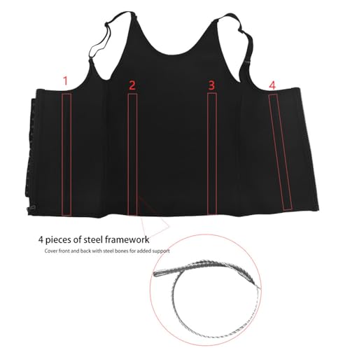 Meichoon Waist Trainer Vest Adjustable Sauna Top 3 Row Hook & Eye Closure Body Shapewear Strong Back Support Natural Curves for Tummy Control Postpartum Recovery