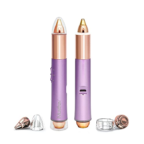 iMusthav Dual Function Brow & Facial Hair Remover USB Rechargeable. Precision âPencil-tipâ 18K Gold Plated Heads 360-degree LED Light. All Your Facial Hair Removal Needs in one Unit (Amethyst)