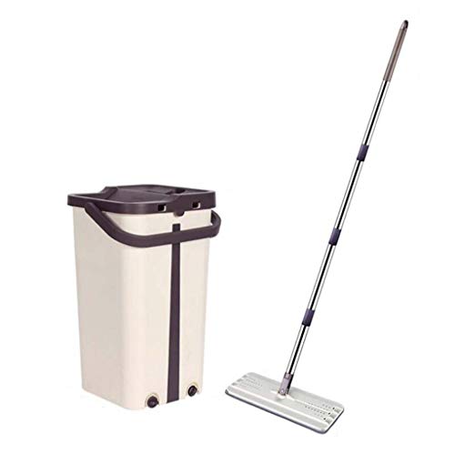Home Flat Mop Bucket Alle Bodenreinigungssysteme waschen und trocknen + Kostenlose Mikrofasertuch-Nachfüllung für die Bodenreinigung,C