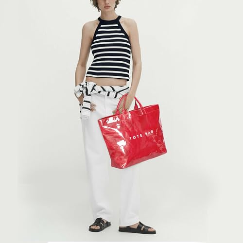 Image of PVC Tote Bag for Women Waterproof Plastic Jelly Tote Letter Print Hobo Handbag for Travel, Gift